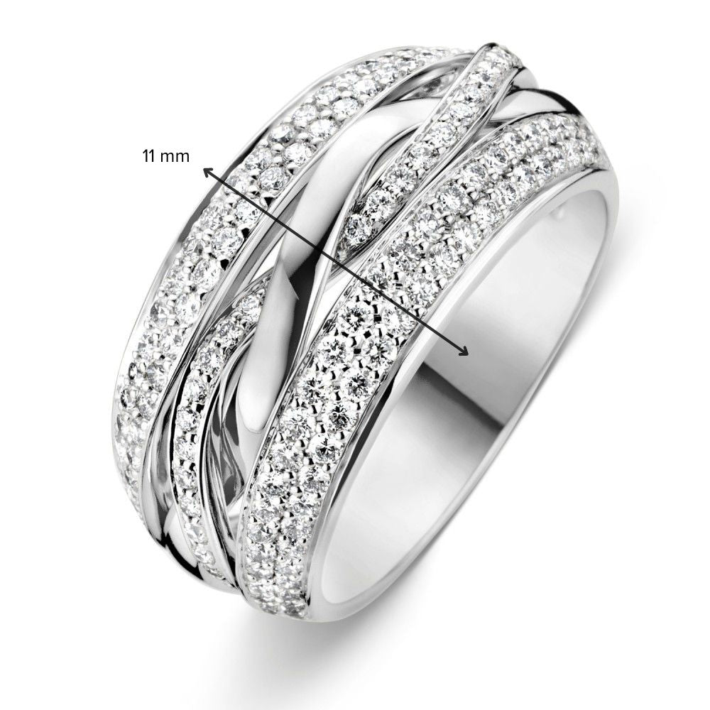 Stunning 14K White Gold Band Ring with 1.08 Carat Brilliant Cut Diamonds