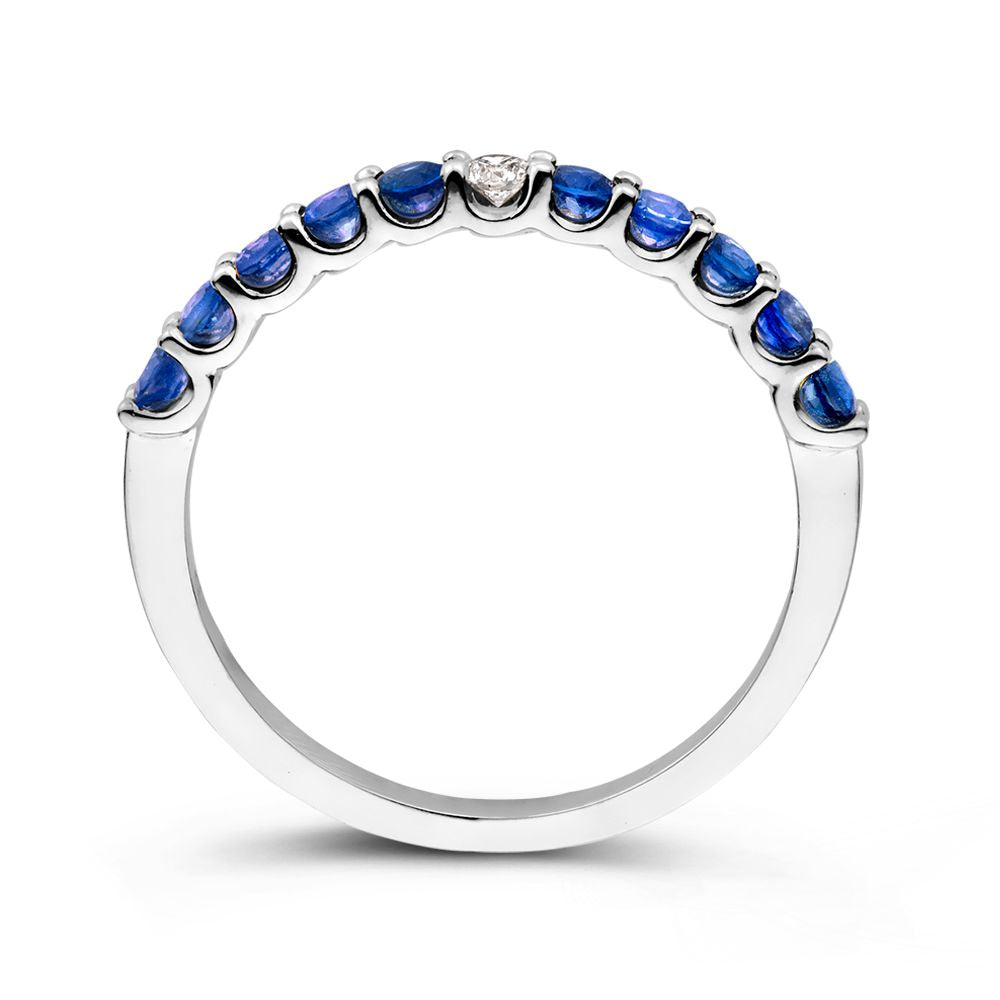 Witgouden Ring met Blauwe Saffieren en Witte Briljant – Elegantie van Van der Kooij