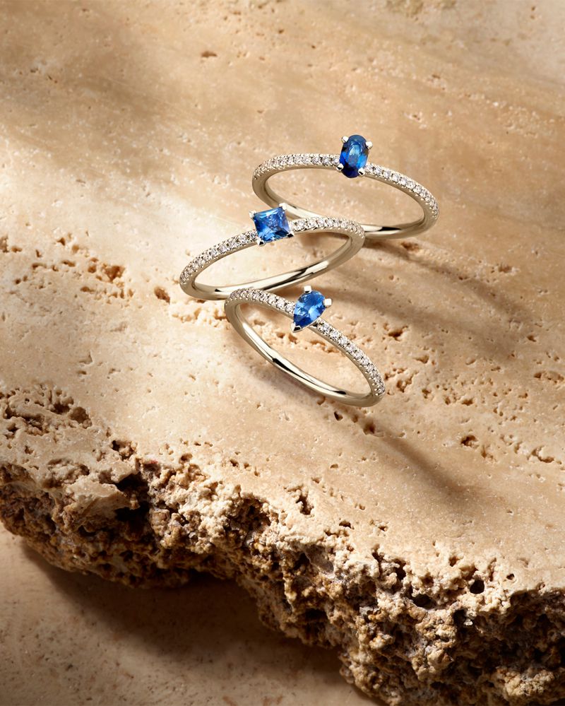 Ring witgoud briljant + saffier