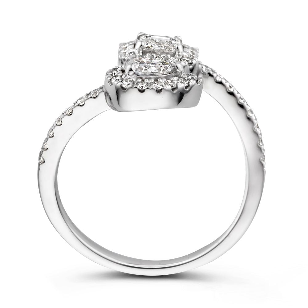 Witgouden Ring met Diamanten – 0,68 Caraat – Emerald & Peergeslepen Diamanten