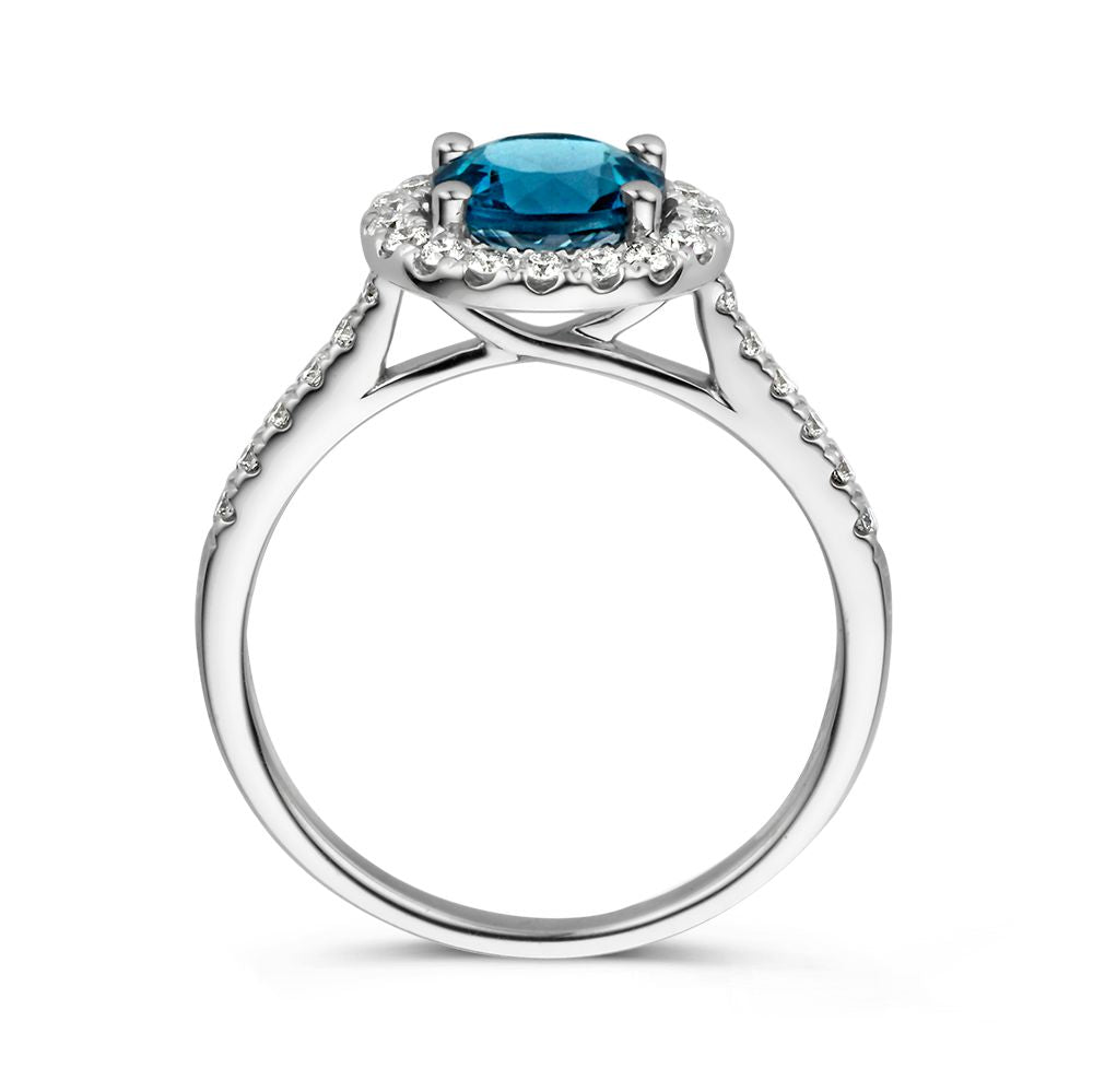 Elegant White Gold Ring with 1.52 Carat London Blue Topaz and 0.40 Carat Diamonds