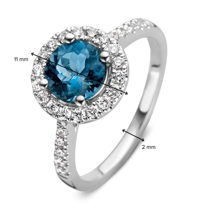 Elegant White Gold Ring with 1.52 Carat London Blue Topaz and 0.40 Carat Diamonds