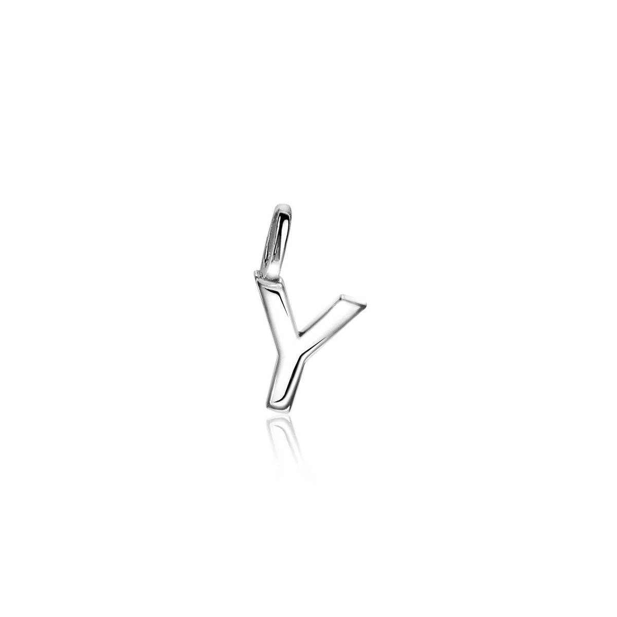 Zilveren hanger in de vorm van de letter Y met een strakke, moderne afwerking.