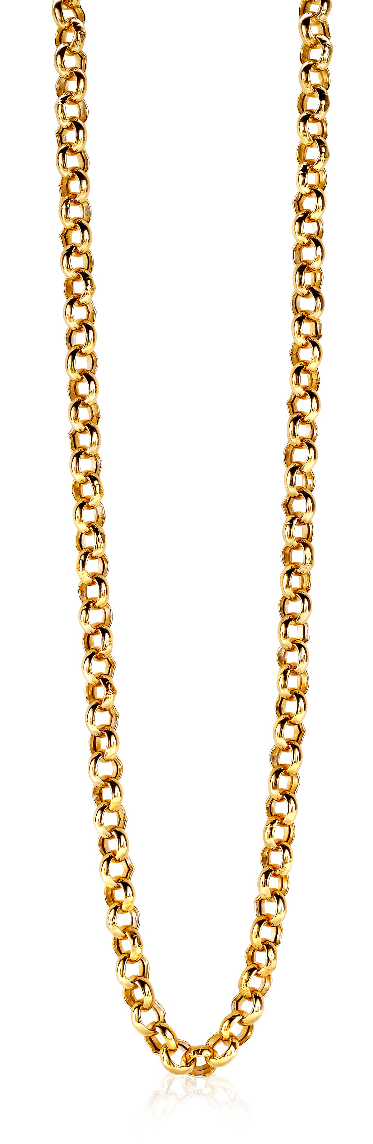 Gouden ketting van schakelontwerp met een glanzende afwerking.