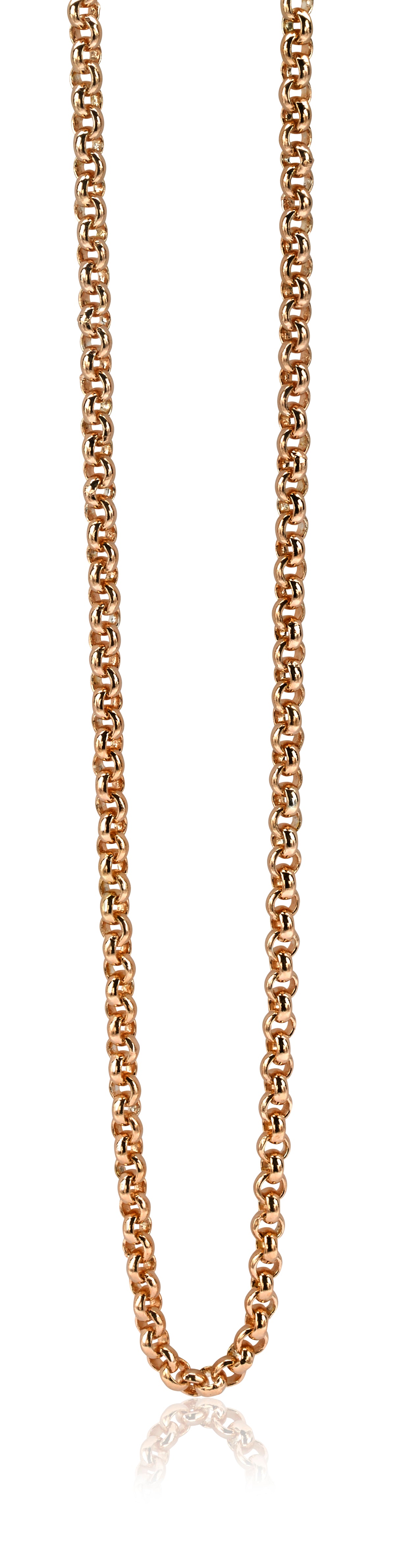 Gouden ketting van verzilverd metaal met een schakelpatroon en een glanzende afwerking.