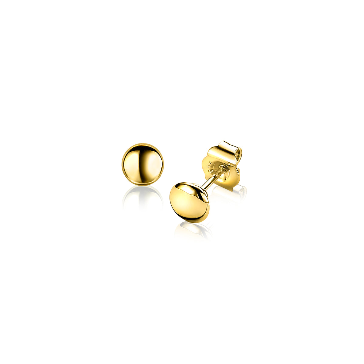Gouden, gepolijste stud oorbellen met een ronde vorm.