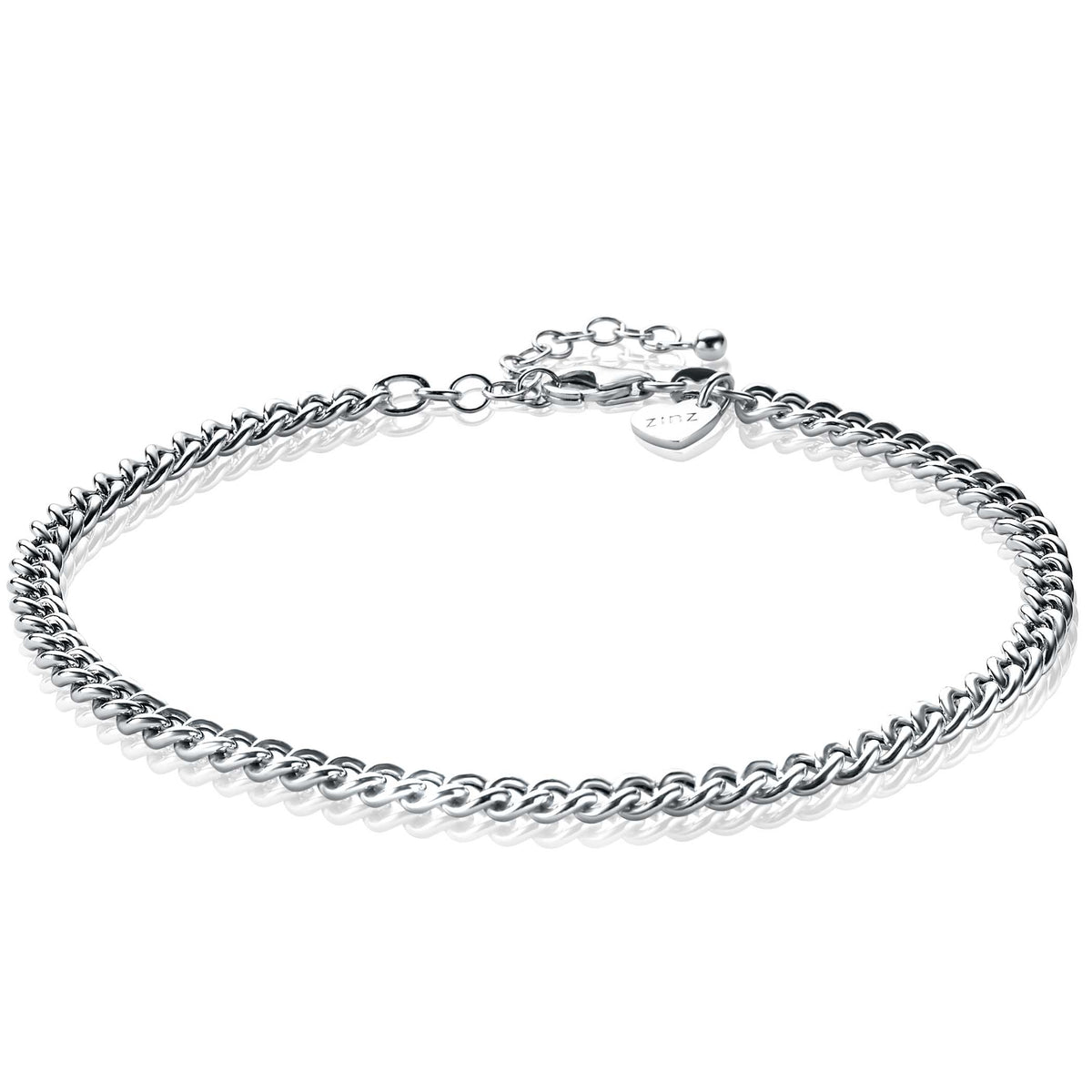Zilveren ketting met een schakelontwerp en een stevige sluiting.