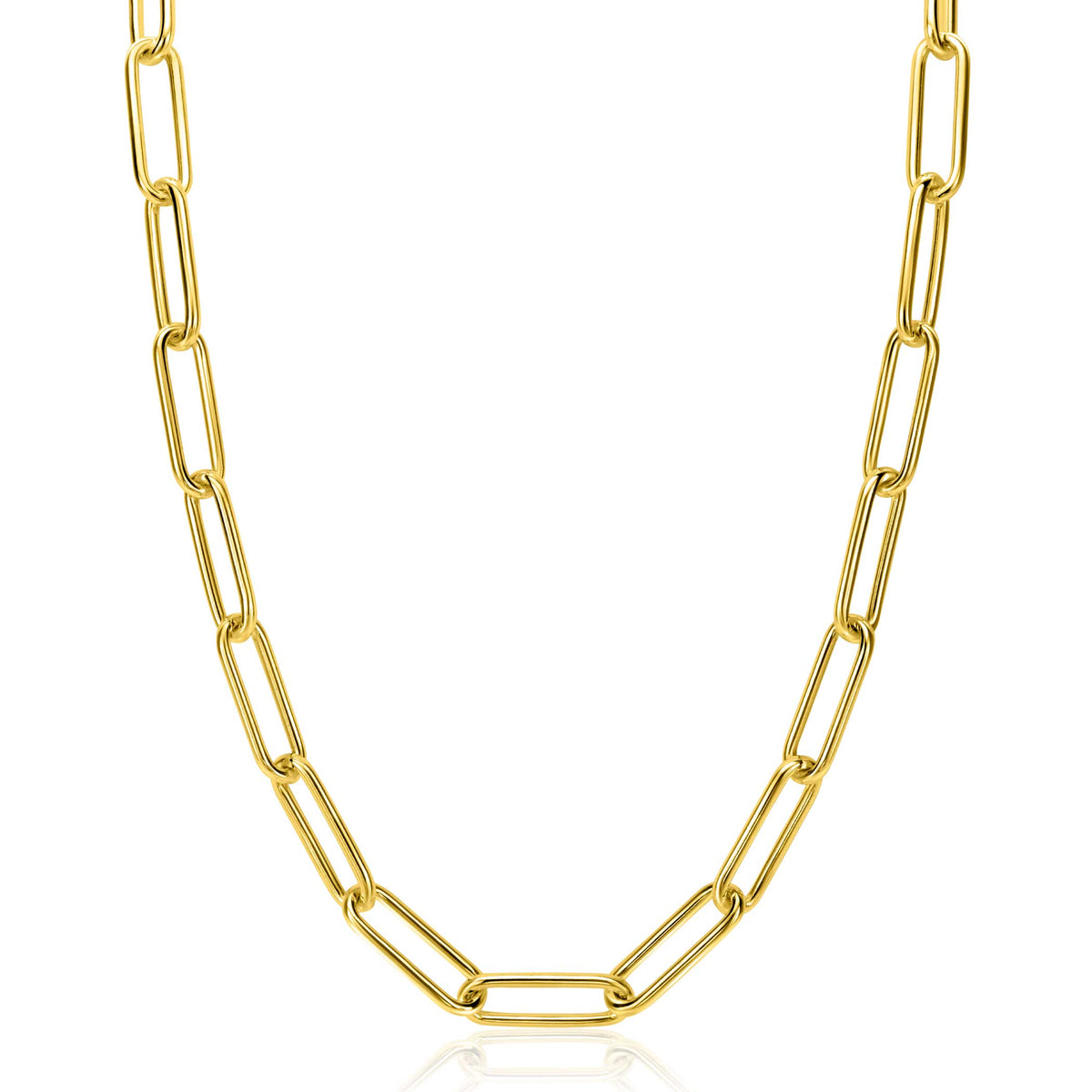 Gouden ketting van schakels met een glanzende afwerking.