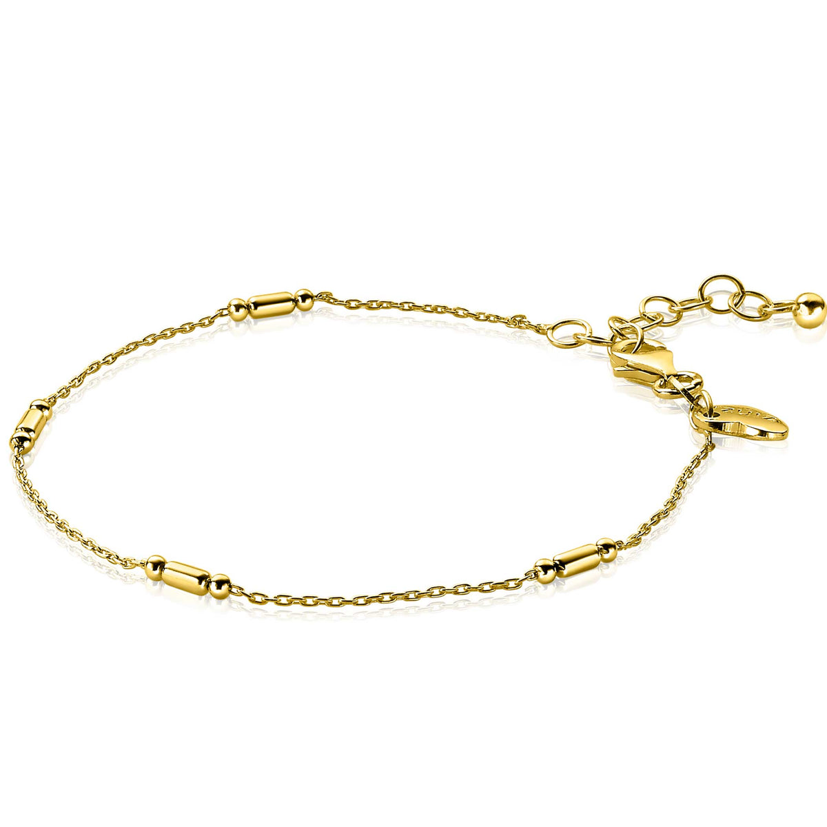 Gouden armband met schakels en een karabijnsluiting.