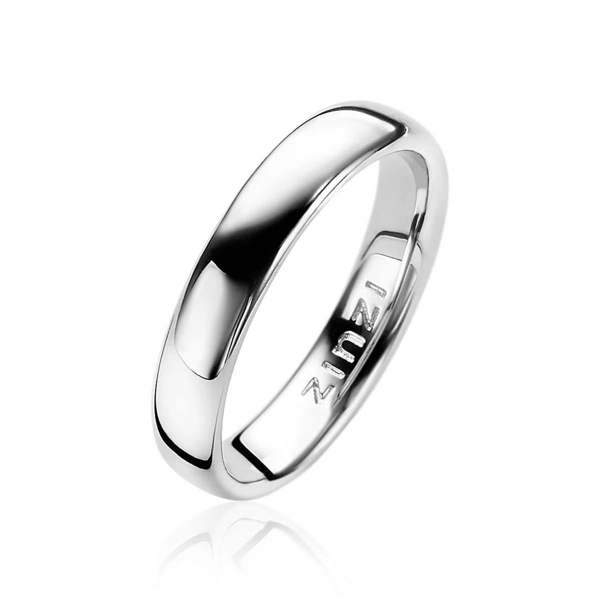 Zilveren ring met een gladde, ronde afwerking en een moderne uitstraling.