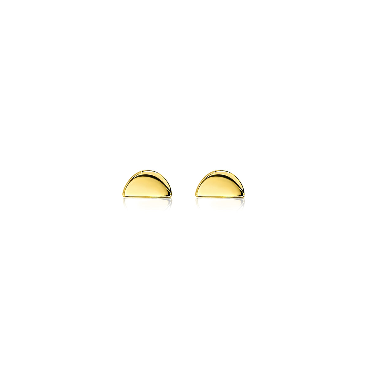 Gouden, halfcirkelvormige oorbellen met een glanzende afwerking.
