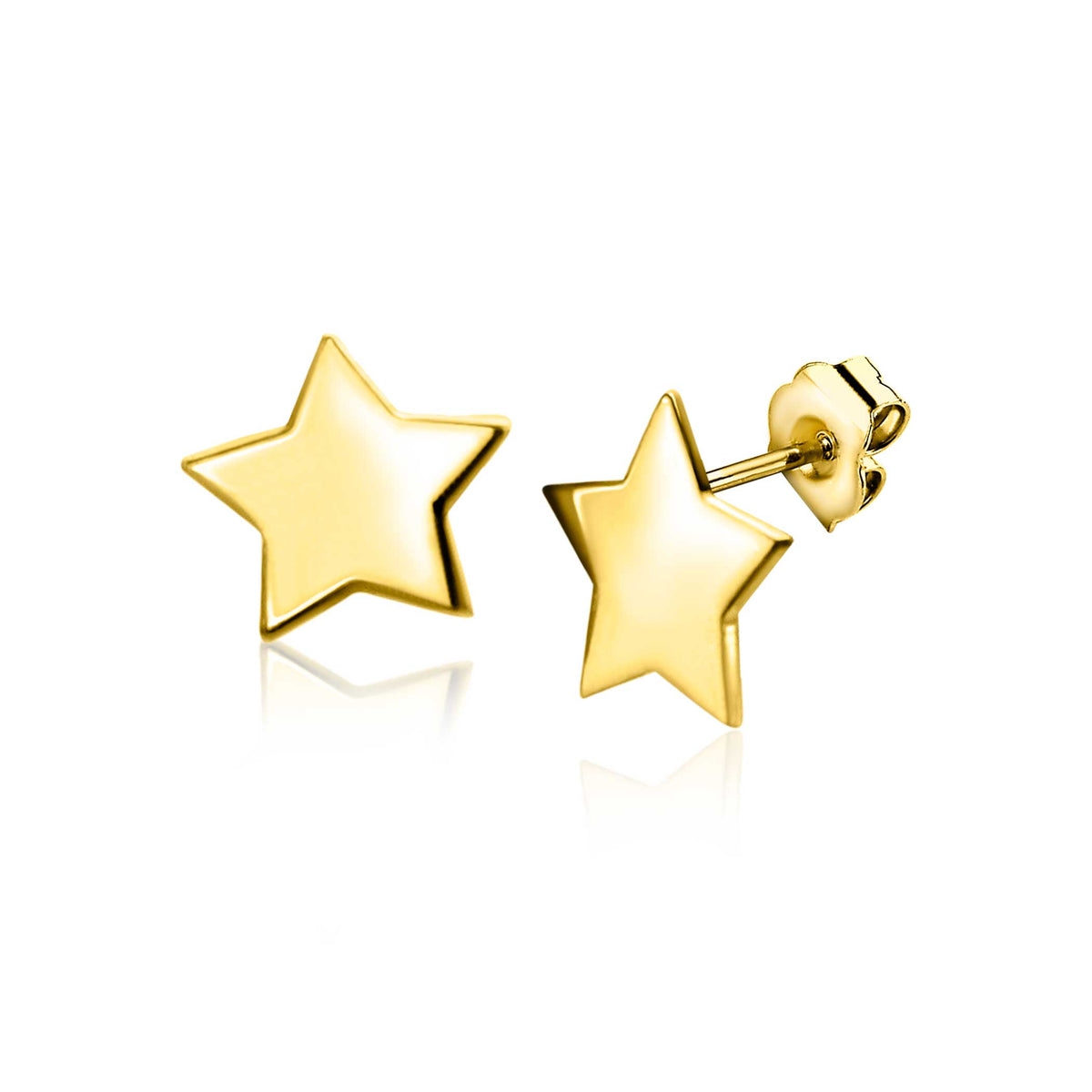 Gouden steroorbellen met een glanzende afwerking en een studsluiting.
