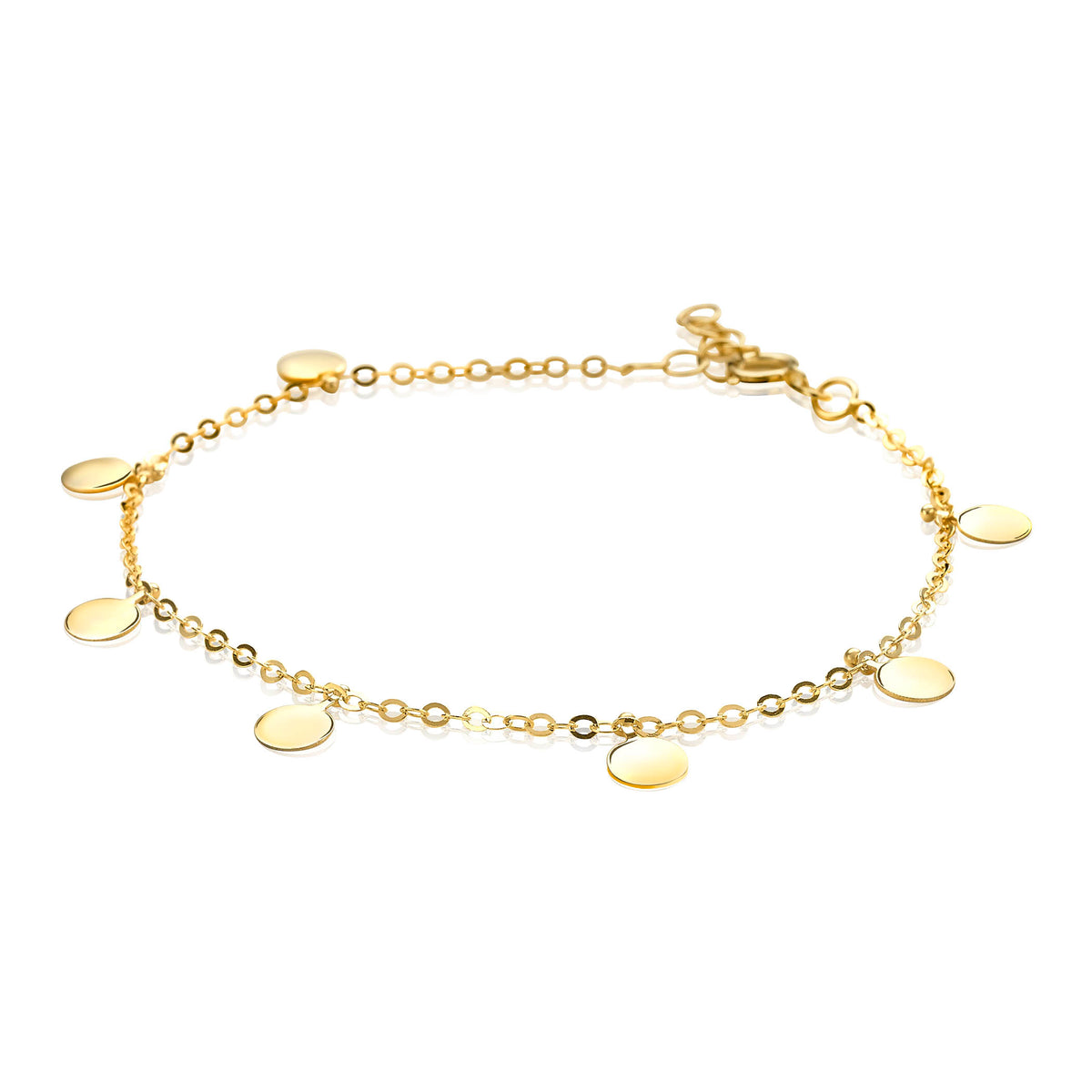 Ontdek de elegantie van de Zinzi Armband Goud Zga167, met kleine ronde hangers aan een delicate ketting. Met een veilige sluiting en glanzende afwerking vangt dit stuk prachtig licht voor een gepolijste look.