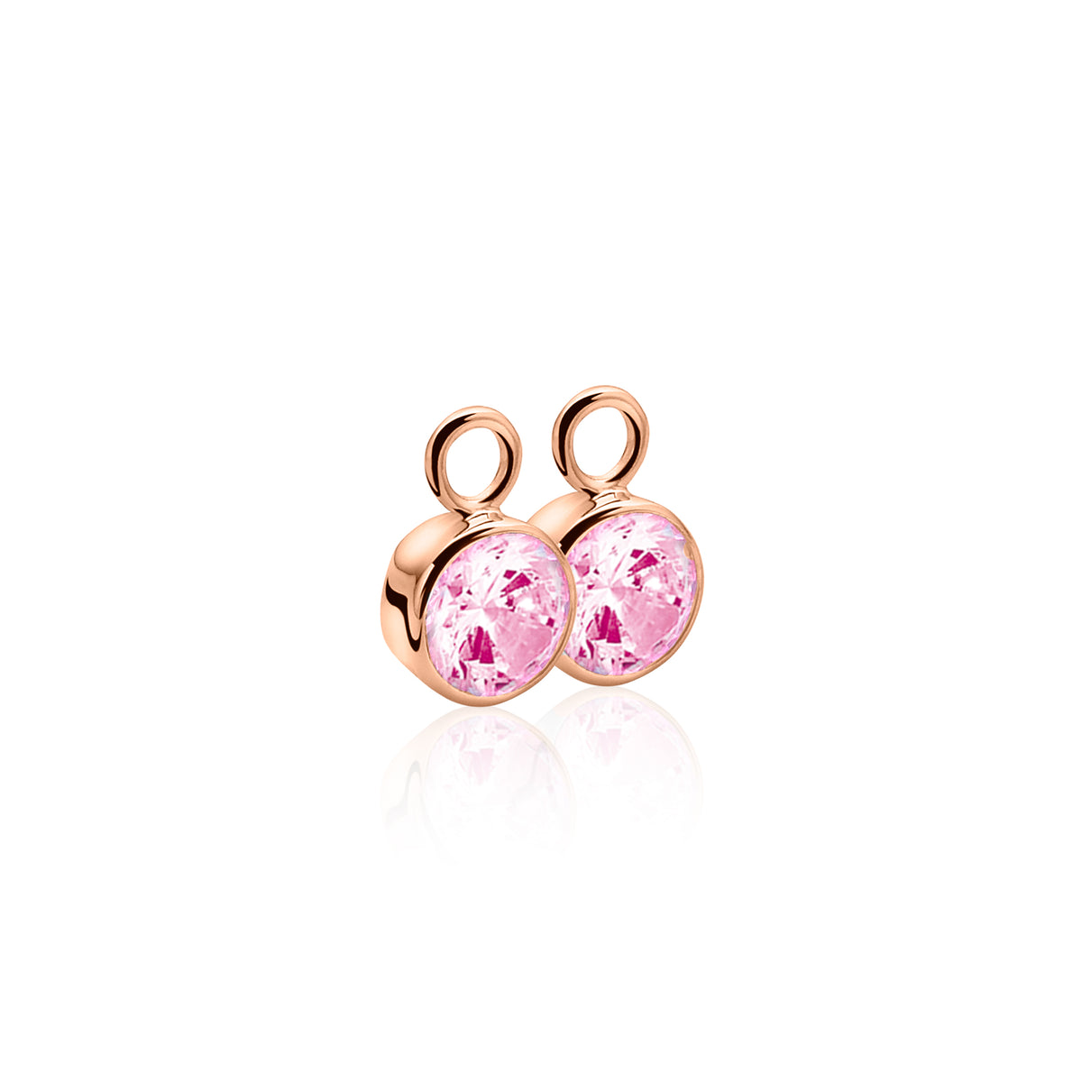 Gouden oorbellen met roze stenen in een ronde setting.