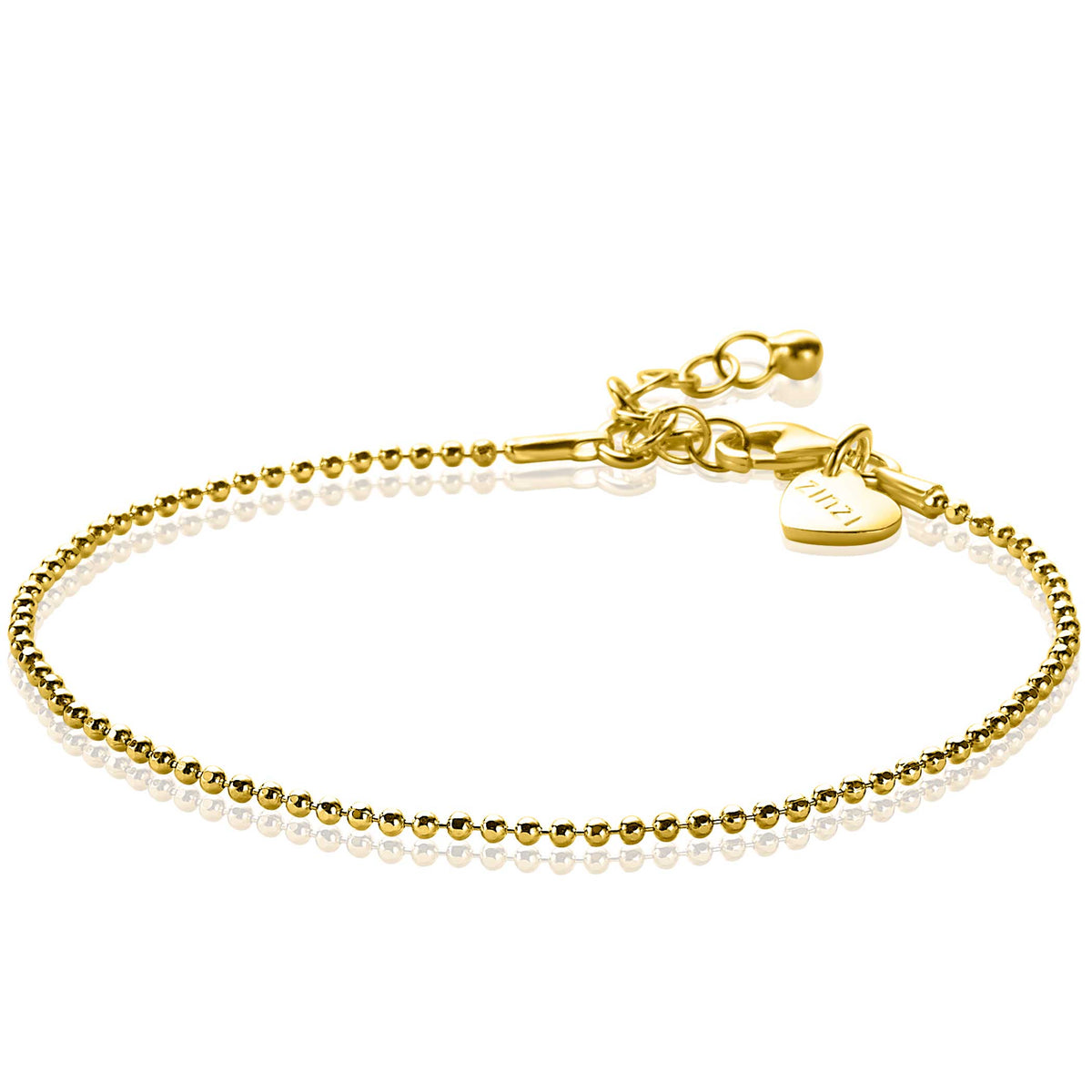 Gouden armband met bolletjesdesign en een verstelbare sluiting.