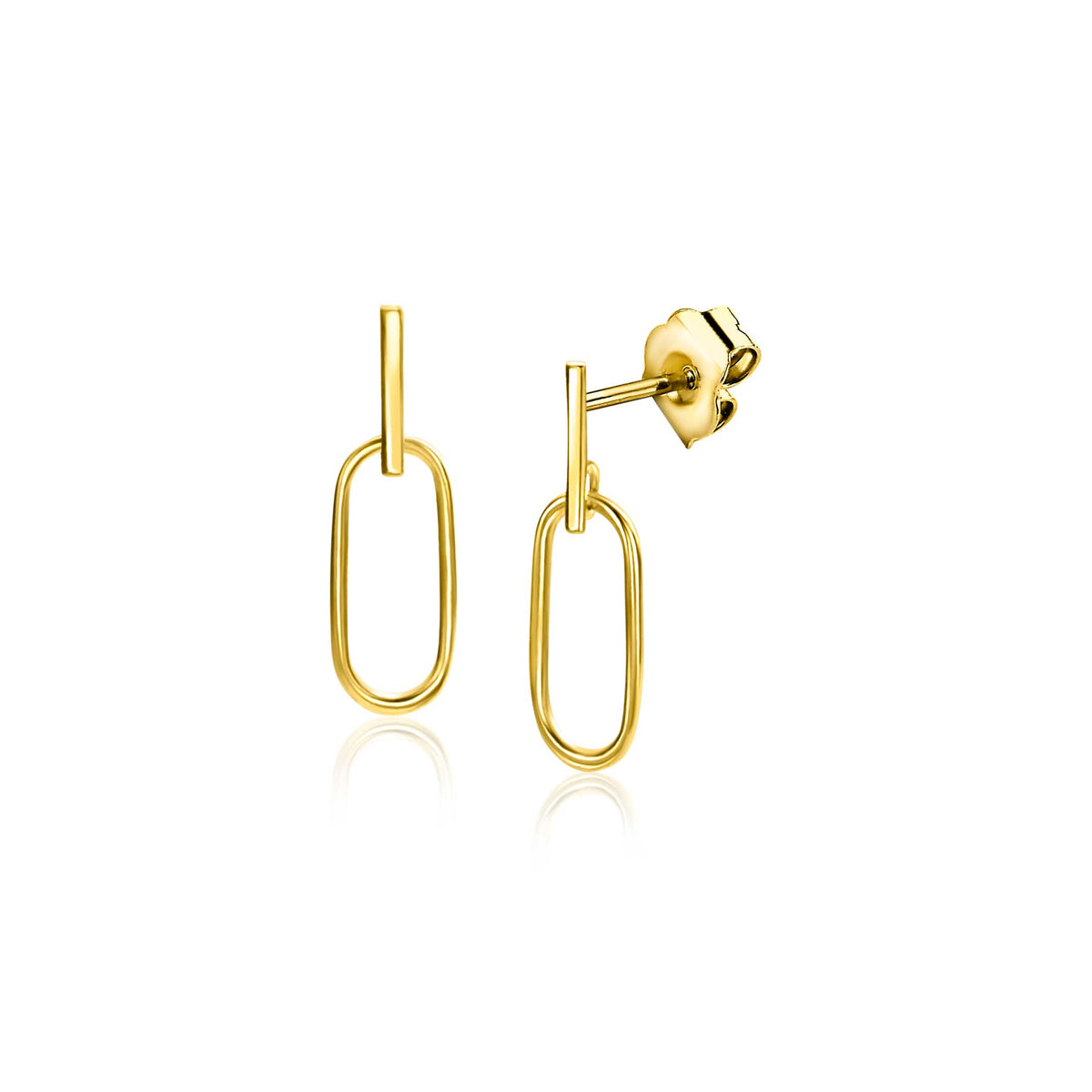 Gouden oorbellen met een minimalistisch ontwerp in de vorm van een open ovaal.