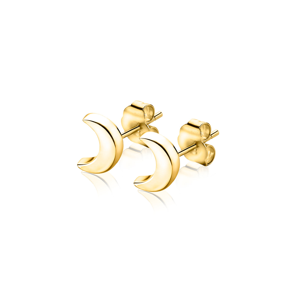 Gouden oorbellen met een halve maan vorm en een glanzende afwerking.