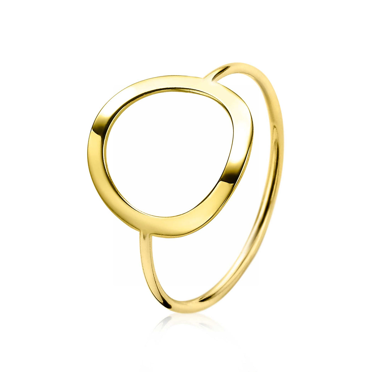 Gouden ring met een organische, opengewerkte vorm en een glanzende afwerking.