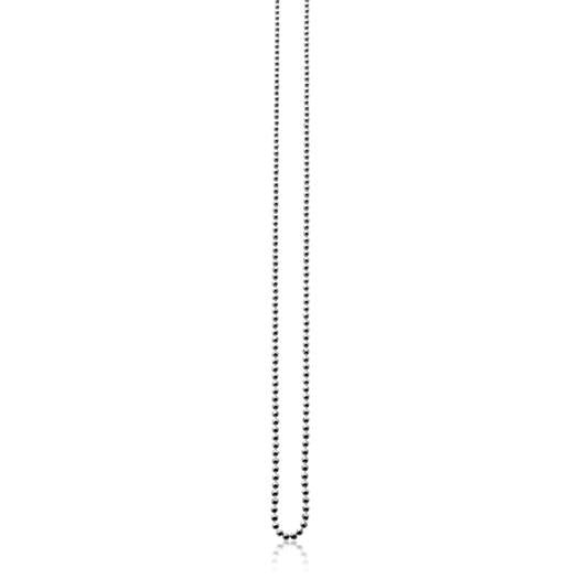 Zilveren ketting met bolletjes, lange en fijne schakelstructuur.