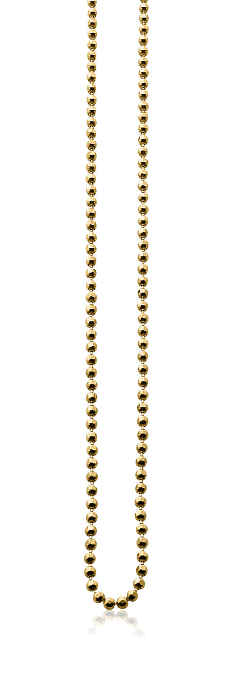 Gouden ketting van bolletjes met een glanzende afwerking.