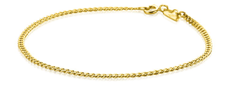 Gouden armband met een gedraaide schakelstructuur en een karabijnsluiting.