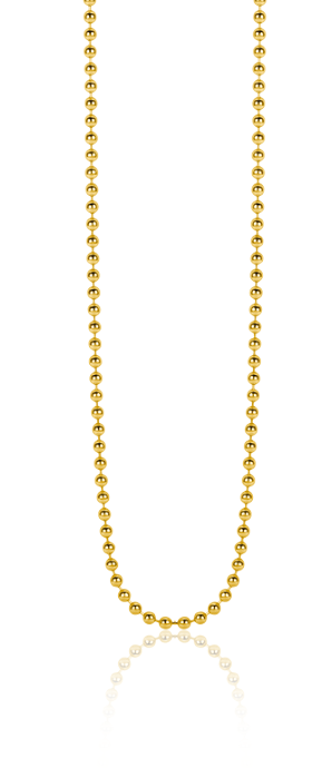 Gouden ketting met bolletjesdesign en een glanzende afwerking.