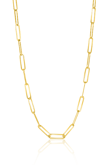 Gouden ketting met een schakelsysteem van langwerpige en ovale schakels.