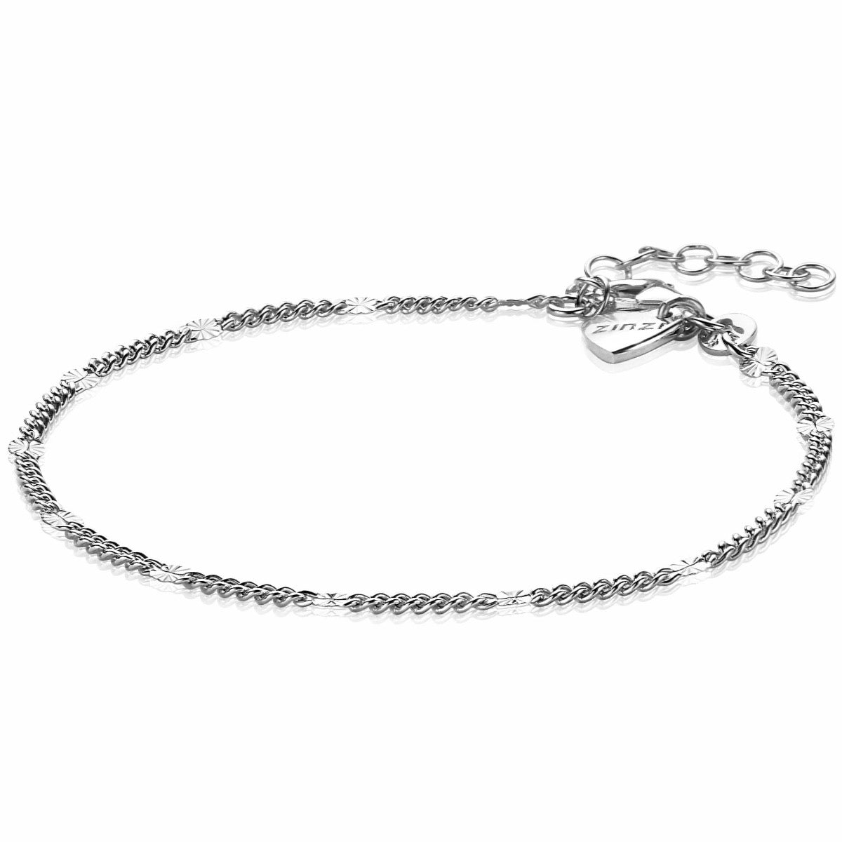 Zilveren armband met bolletjes en een verlengkettinkje.