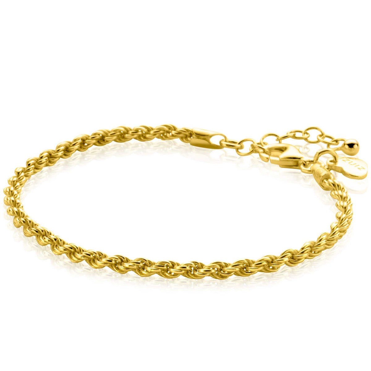 Gouden armband met gedraaid ontwerp en verlengketting.