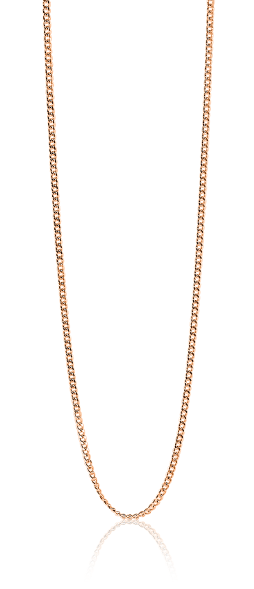 Gouden ketting van zilver met een gladde, fijne schakelstructuur.