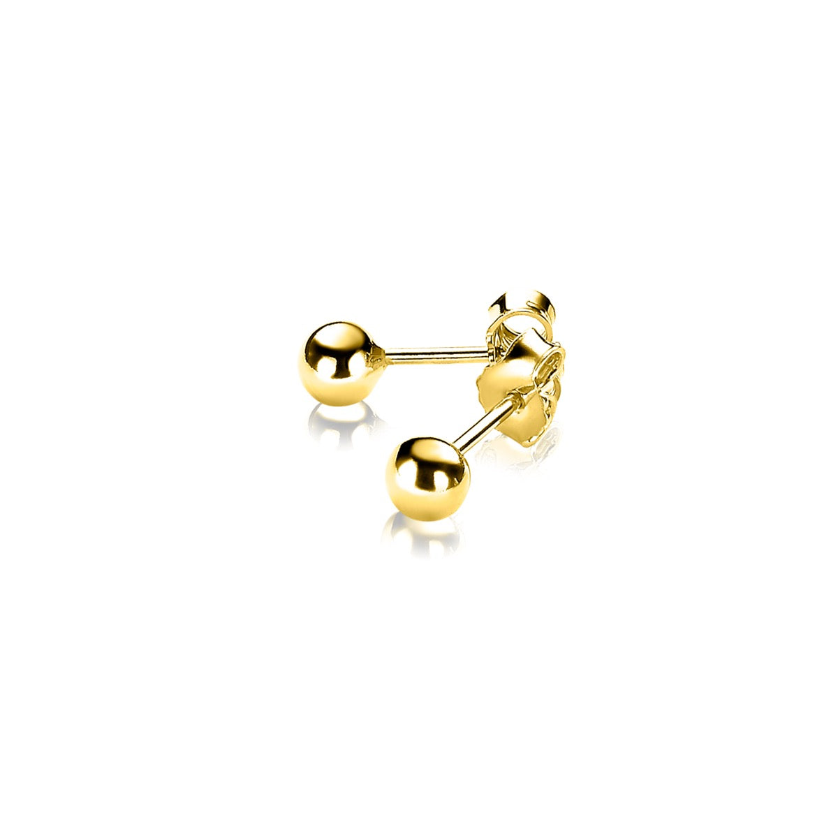 Gouden, vergulde oorbellen met een eenvoudige bolvormige hanger.